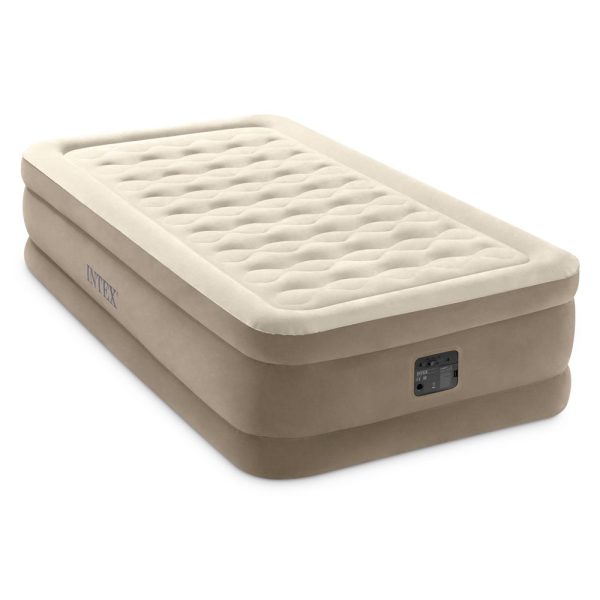 Intex Ultra Plush Felfújható Vendégágy 99x191x46cm (64426) - Egyszemélyes Kényelmes Légágy Beépített Elektromos Pumpával, Puha Plüss Felület és Stabil Szerkezet