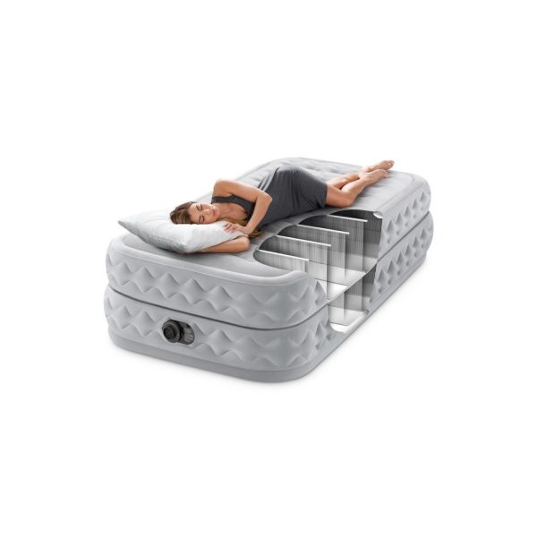 Intex Supreme Air-Flow Felfújható Vendégágy 99x191x51cm (64488) - Egyszemélyes Prémium Légágy Beépített Elektromos Pumpával, Kiemelkedő Kényelem és Légáteresztés