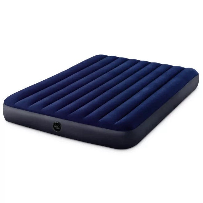 Intex Classic Downy Felfújható Matrac, 152x203x25cm, Kék, Plüss Felső Rész, 2 az 1-Ben Szelep, Wave Beam Belső Szerkezet - Hosszan Tartó Nyári Használathoz, Megbízható Medenceélménnyel (Intex 64759)