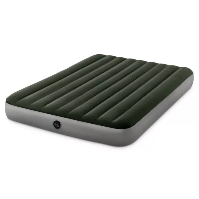 Intex Queen Dura Beam Felfújható Vendégágy, 152x203x25cm, Szürke, Plüss Felső Rész, Vízálló, Elemes Pumpával - Kényelmes Vendégfogadáshoz, Gyorsan Előkészíthető Fekvőhellyel (Intex 64779)