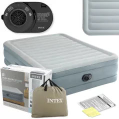   Intex Queen Prémium Comfort Felfújható Vendégágy 203x152x46cm 2 Személyes Beépített Elektromos Pumpával és Fejtámlával – Kényelmes Alvóhely Vendégeknek és Utazáshoz (Intex 64824)