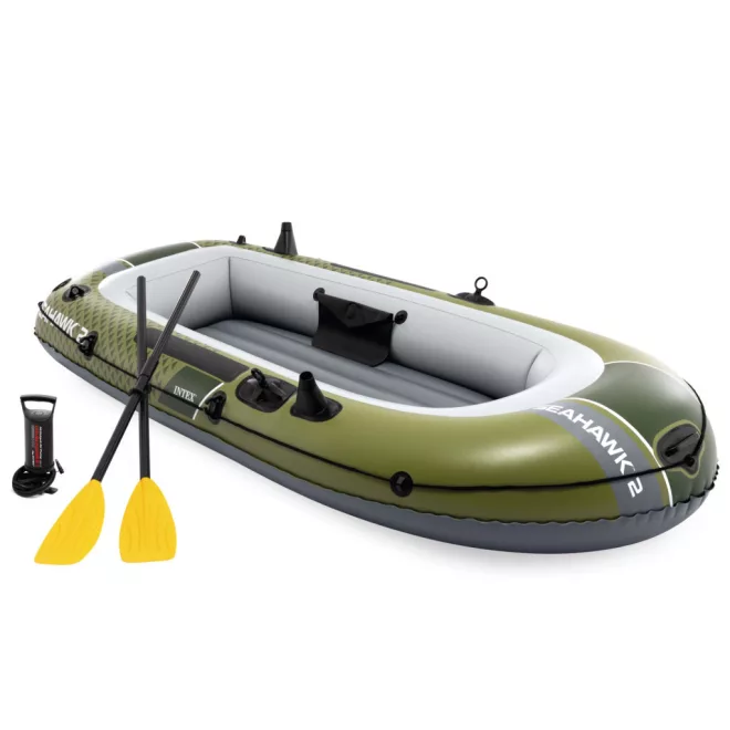Intex Seahawk 2 Felfújható Gumicsónak Szett 236x114x41cm 2 Személyes Pumpával és Evezőkkel - Stabil Tavi Evezéshez és Szabadidős Vízi Kikapcsolódáshoz (Intex 66332)